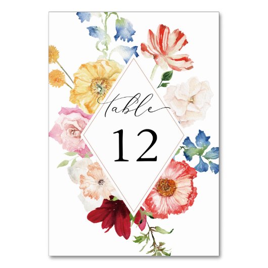 Spring Multi Color Florals Tafelnummer (Achterkant)