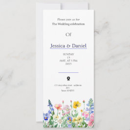 Spring multi floral colors garden wedding invitati kaart