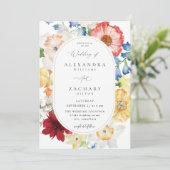 Spring Multi Kleur Bloemen Huwelijk 3a Kaart (Staand voorkant)