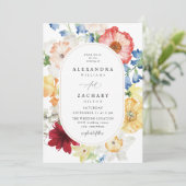 Spring Multi Kleur Bloemen Huwelijk 3b Kaart (Staand voorkant)