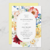 Spring Multi Kleur Bloemen Huwelijk 3b Kaart (Voorkant / Achterkant)