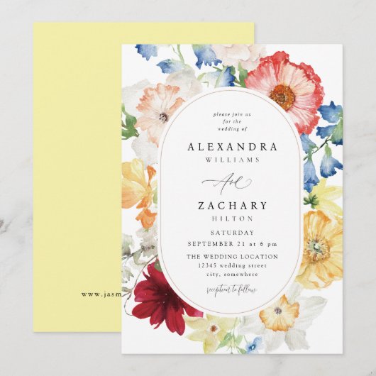 Spring Multi Kleur Bloemen Huwelijk 3b Kaart (Voorkant / Achterkant)