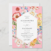 Spring Multi Kleur Bloemen Trouwen 2 roze Kaart (Voorkant)