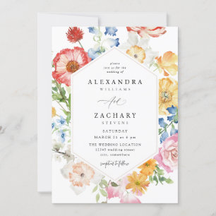 Spring Multi Kleur Bloemen Wedding 2up Kaart
