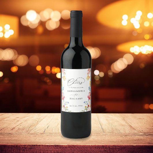 Spring Multi Kleur Florals Wijnlabel Wijn Etiket