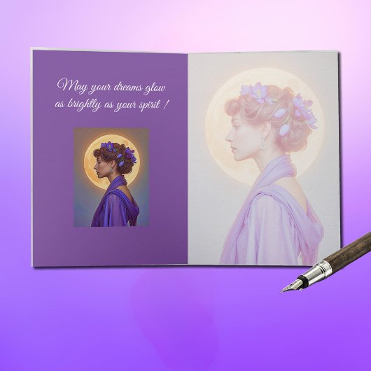 Spring Muse  in purple Folded Greeting Card Kaart