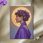 Spring Muse  in purple Folded Greeting Card Kaart