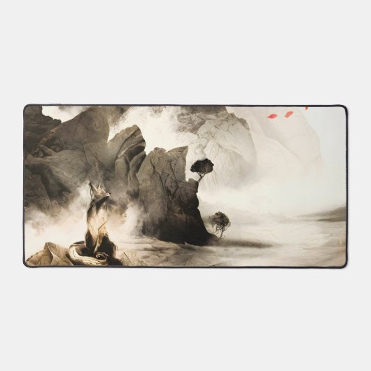 Spring Mystic Fox Misty Mountain Minimalist Zen Bureaumat (Voorkant)