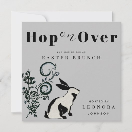 Spring naar een moderne konijn Pasen brunch Kaart (Voorkant)