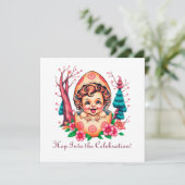 Spring naar het Feest Feestdagenkaart (Staand voorkant)