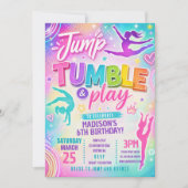 Spring naar Trampoline Pastel Verjaardagsfeest Uit Kaart (Voorkant)