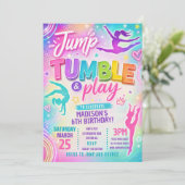 Spring naar Trampoline Pastel Verjaardagsfeest Uit Kaart (Staand voorkant)