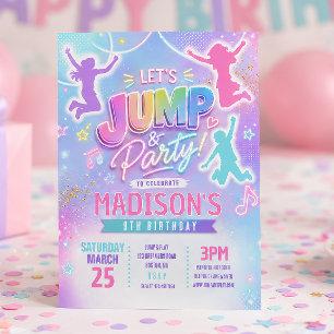 Spring naar Trampoline Pastel Verjaardagsfeest Uit Kaart