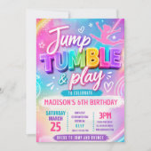 Spring naar Trampoline Pastel Verjaardagsfeest Uit Kaart (Voorkant)