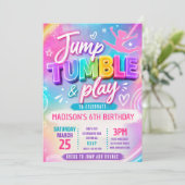 Spring naar Trampoline Pastel Verjaardagsfeest Uit Kaart (Staand voorkant)