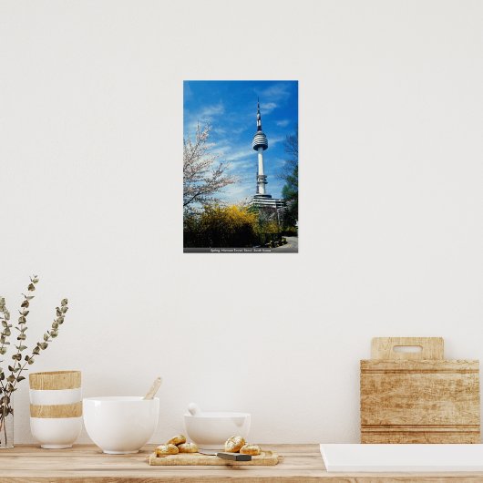 Spring, Namsan Tower, Seoul, Zuid-Korea Poster (Keuken)