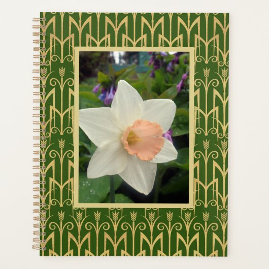 Spring narcis en art deco gepersonaliseerd planner (Voorkant)