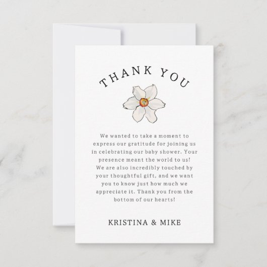 Spring narcis Flower Bedankt Baby shower (Voorkant)