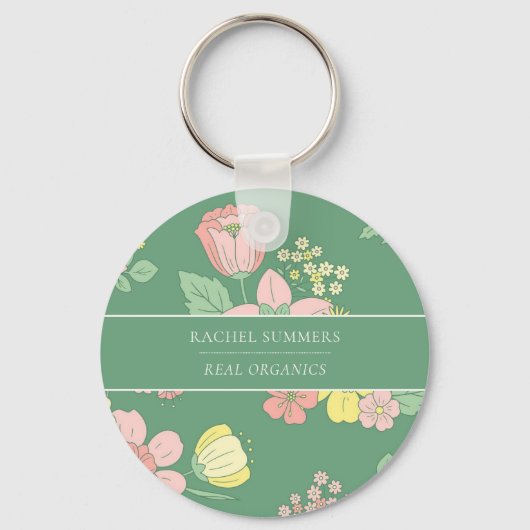 Spring Natuur Floral Boho Business Sleutelhanger (Voorkant)