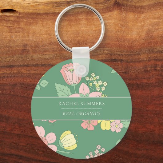 Spring Natuur Floral Boho Business Sleutelhanger (Voorkant)