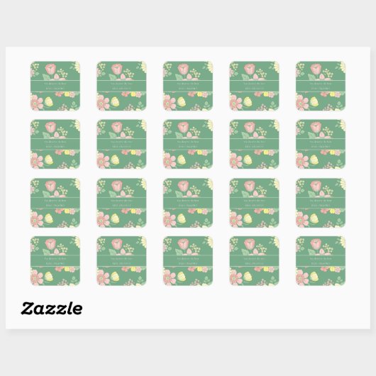 Spring Natuur Floral Boho Business Vierkante Sticker (Vel)