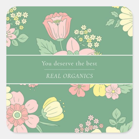 Spring Natuur Floral Boho Business Vierkante Sticker (Voorkant)
