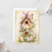 Spring Nest – Easter Birdhouse Delight Kaart (Voorkant / Achterkant in situ)