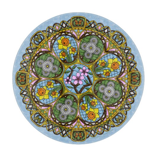 Spring Nouveau glazen snijplank (Voorkant)