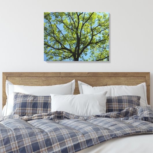 Spring Oak Tree Vibrant Natuur Canvas Afdruk (Insitu (Slaapkamer))