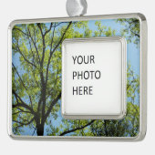 Spring Oak Tree Vibrant Natuur Verzilverd Omlijst Ornament (Links)