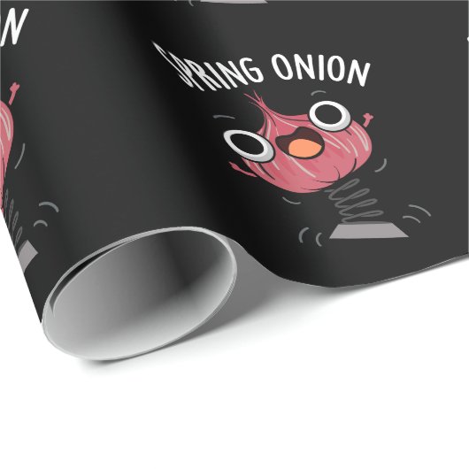 Spring Onion Funny Veggie Pun Dark BG Cadeaupapier (Rol Hoek)