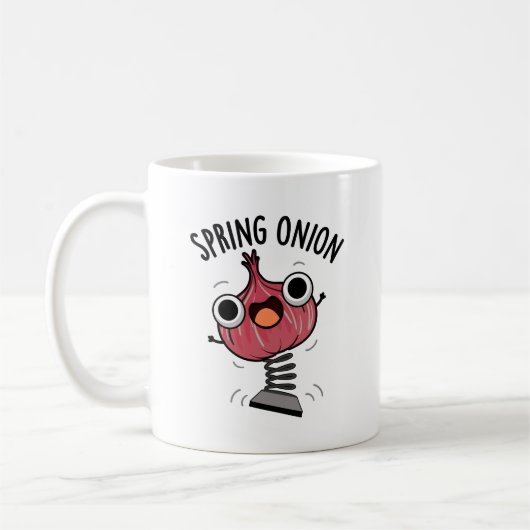 Spring Onion Funny Veggie Pun Koffiemok (Links)