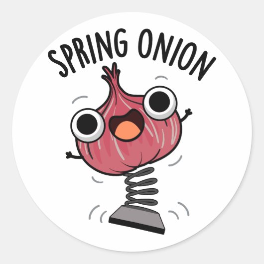 Spring Onion Funny Veggie Pun Ronde Sticker (Voorkant)