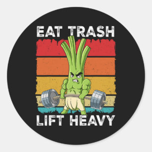 Spring Onion Gym Gewichtstraining Eet Trash Lift H Ronde Sticker