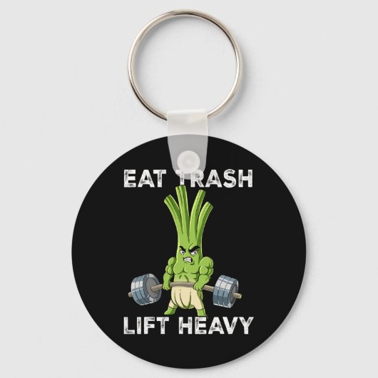 Spring Onion Gym Gewichtstraining Eet Trash Lift H Sleutelhanger (Voorkant)