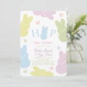 Spring op Bunny & Butterfly Pasen Brunchen Kaart (Staand voorkant)