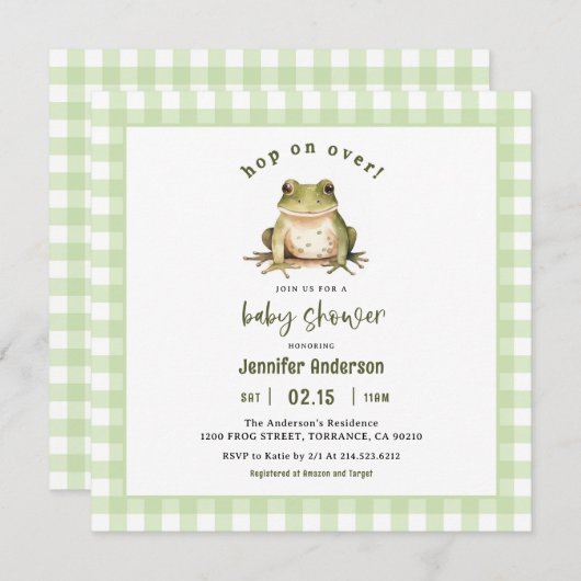 Spring op het Frog Baby shower Square Kaart (Voorkant / Achterkant)