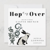 Spring op over moderne konijntje paasbrunch kaart (Voorkant)