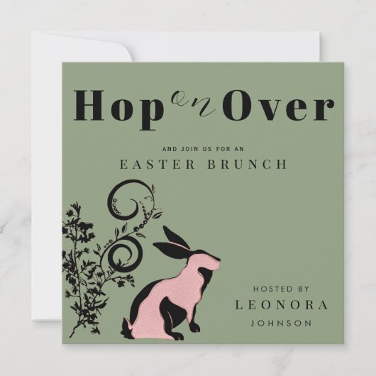 Spring op over moderne konijntje paasbrunch kaart (Voorkant)