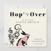 Spring op over moderne konijntje paasbrunch kaart (Voorkant)