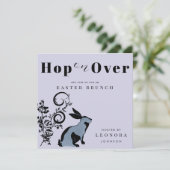 Spring op over moderne konijntje paasbrunch kaart (Staand voorkant)