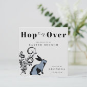 Spring op over moderne konijntje paasbrunch kaart (Staand voorkant)