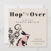 Spring op over moderne konijntje paasbrunch kaart (Voorkant)