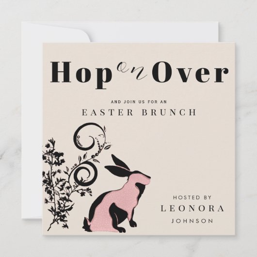 Spring op over moderne konijntje paasbrunch kaart (Voorkant)