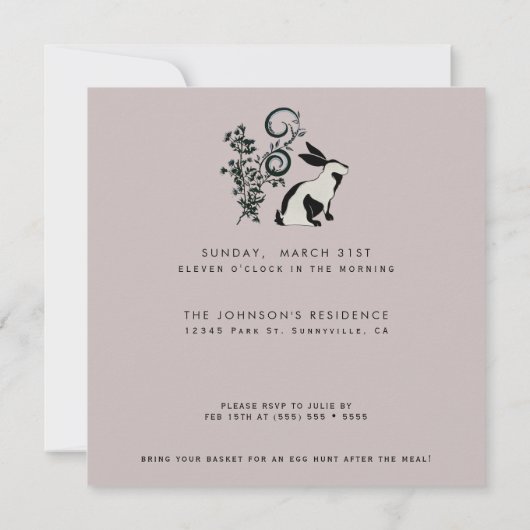 Spring op over moderne konijntje paasbrunch kaart (Achterkant)