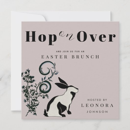 Spring op over moderne konijntje paasbrunch kaart (Voorkant)