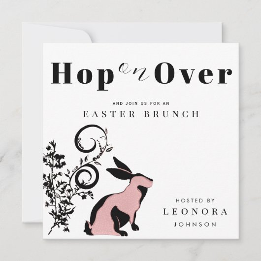 Spring op over moderne konijntje paasbrunch kaart (Voorkant)