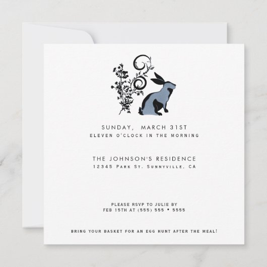 Spring op over moderne konijntje paasbrunch kaart (Achterkant)