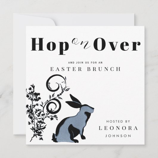 Spring op over moderne konijntje paasbrunch kaart (Voorkant)