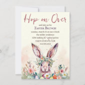 Spring op over paashaas lente bloemenbrunch kaart (Voorkant)